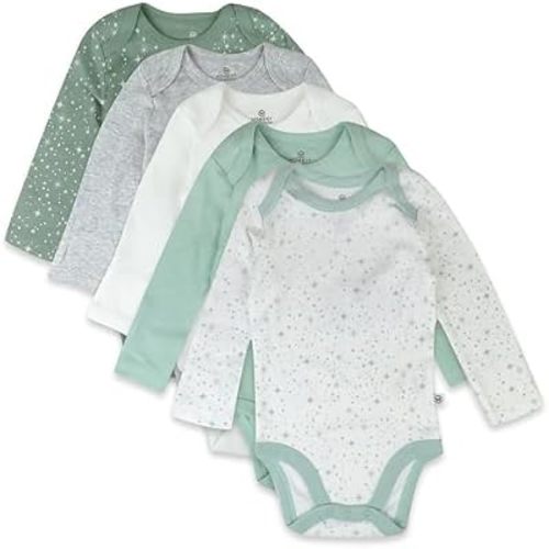 HonestBaby Baby 5-pack Long Sleeve Bodysuits One-piece 100% Organic Cotton for Infant Baby Boys