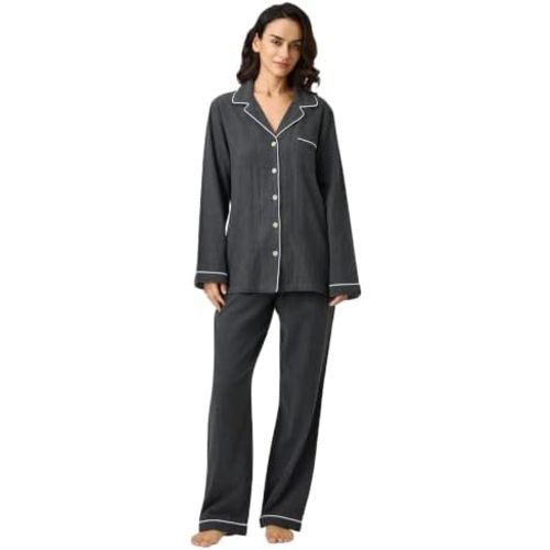 BESTOUCH Womens Pajama Sets: 100% Cotton Muslin Linen Feel