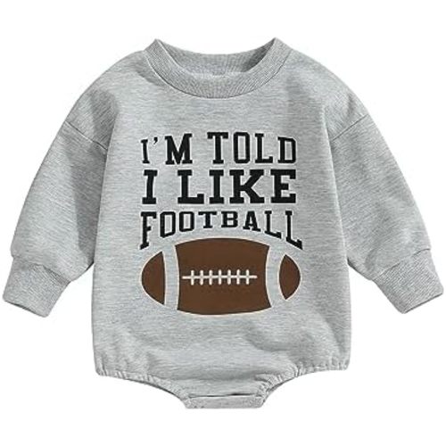 Baby Football Outfit Toddler Boy Girl Game Day Onesie Bubble Sweatshirt Romper Infant Fall Winter Clothes