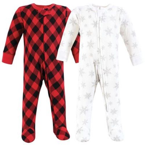 Hudson Baby Infant Girl Thermal Zipper Sleep And Play 2pk, Snowflake, 3-6 Months