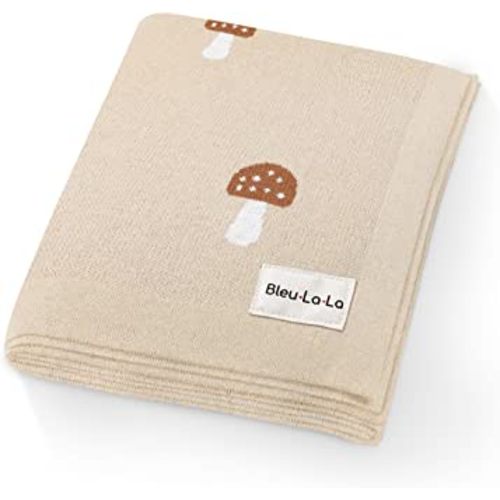 Bleu La La Receiving Swaddle Baby Blanket for Girls & Boys 100% Cotton Buttery Soft Cozy Crib Stroller Swaddler Bassinet Quilt Snuggle Unisex Gender Neutral for Infants & Babys (Mushroom - Cream)