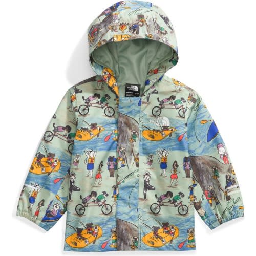 Baby Antora Waterproof Recycled Polyester Rain Jacket, 18-24M, Misty Sage Tnf Design Dogs