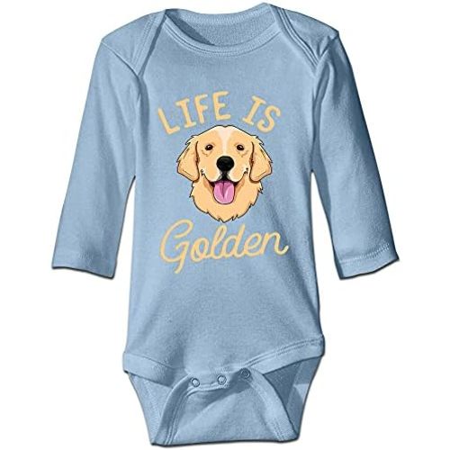 DOQOSESHY Life is Golden(Golden Retriever) Infant Cotton Bodysuit Romper Baby Jumpsuit, 3 Months, Long Sleeve-white