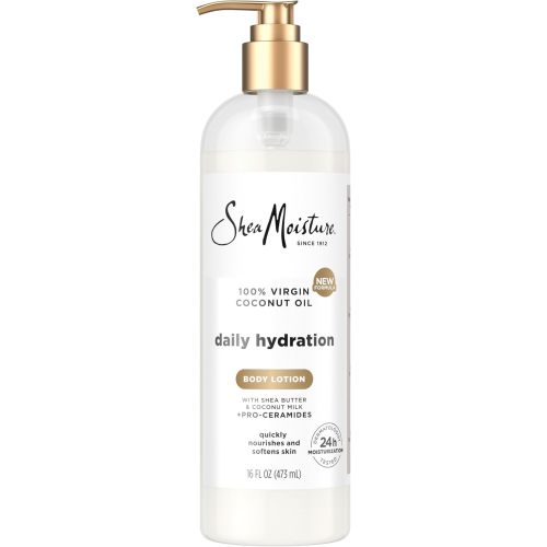 SheaMoisture Daily Hydration Body Lotion with 100% Virgin Coconut Oil, Shea Butter, Coconut Milk and Pro-Ceramides, Quickly Nourish & Soften Skin, 24H Moisturizing 16 oz