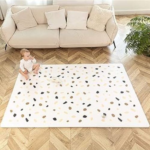 Stylish Baby Play Mat 72x48 Inches - 6 XXL Foam Floor Tiles for Kids Terazzo Design - 20% Thicker Playmat for Baby Crawling, Tummy Time, Playpen - Non-Toxic, Odorless Foam Play Mat for Floor