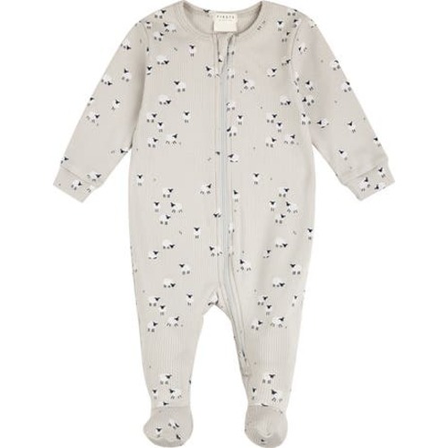 FIRSTS by Petit Lem Sheep Print Cotton Rib Footed One-Piece Pajamas | Nordstrom