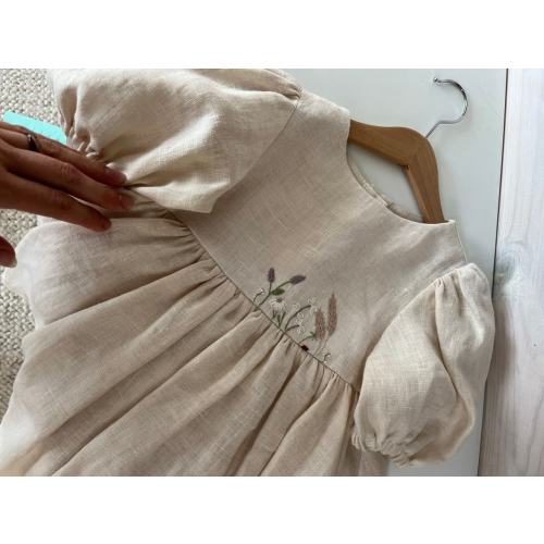 Linen Dress with Hand Embroidery, Girls Soft Linen Dress, Toddler Linen Dress, First Birthday Girl Dress, Kids Clothing, Dress for Girls