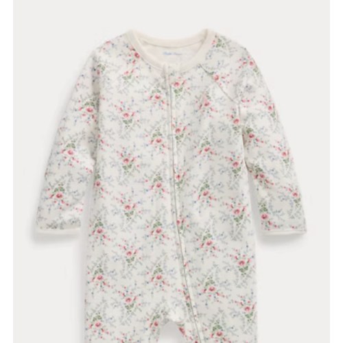 Floral Cotton Interlock Footed Coverall