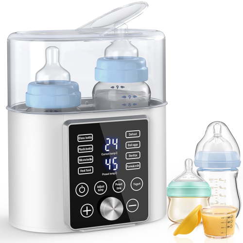 GPED Baby Bottle Warmer, Dual Bottle 12-in-1 Fast Milk Warmer with 24H Accurate Temperature Control & Auto-Off, Baby Food Heater w/ Appointment &Timer for Breastmilk or Formula, LCD Display, BPA-Free