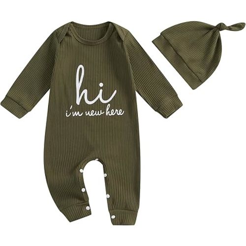MERSARIPHY Newborn Baby Boy Girl Clothes Hi I'm New Here Coming Home From Hospital Outfits Gender Neutral One Piece Romper