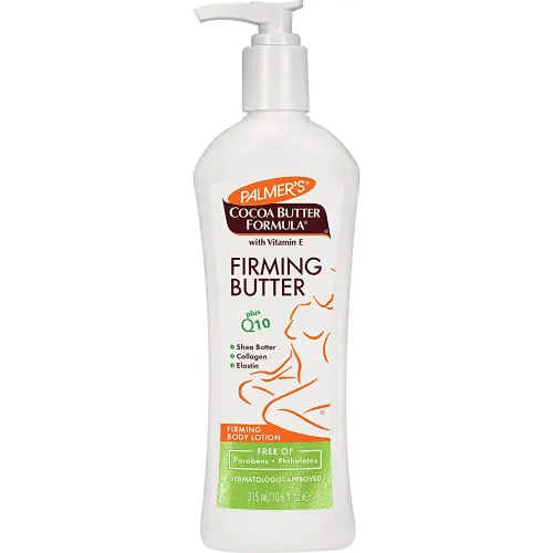 Palmer's Cocoa Butter Formula with Vitamin E + Q10 Firming Butter Body Lotion, Postpartum Essentials Skin Care, Shea Butter, Collagen and Elastin, 10.6 Fl Oz