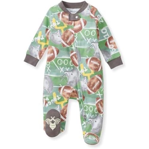 Burt's Bees Baby Baby Girls Pajamas, Zip Front Non-Slip Footed Sleeper Pjs, 100% Organic Cotton