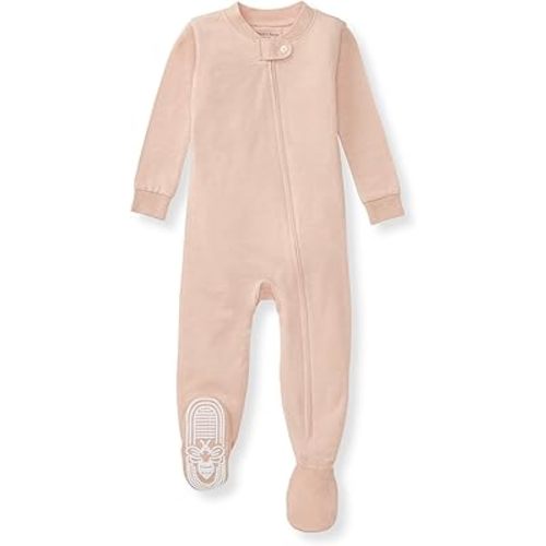 Size 6-9M, Color Apple Jersey Slub - Burt's Bees Baby Unisex Baby Honeysoft Sleeper Pajamas