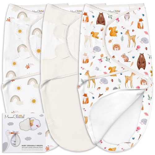 Mama Cheetah Baby Swaddle Blanket with Zipper, Newborn Swaddle Sack, Baby Swaddles Sleep Sack 0-3 Months, Baby Swaddle Wrap with Easy Change Zipper for Baby Boy & Girl, 3-Pack