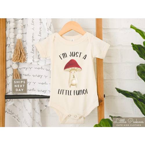 Funny Mushroom Baby Onesie®, Cute Cottagecore Kids Shirt, Just A Little Fungi Pun Natural Toddler Shirt, Baby Shower Gift, Gender Reveal