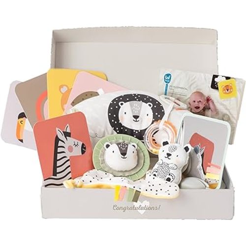 Taf Toys Newborn Developmental Toy Kit, Perfect for Boys and Girls, Includes 12 Essential Baby Boy and Girl Toys for Learning and Stimulation, Ideal New Baby Gift Basket