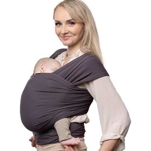 Boba Baby Wrap Carrier - Original Baby Carrier Wrap Sling for Newborns - Baby Wearing Essentials - Newborn Wrap Swaddle Holder, Newborn to Toddler Infant Sling (Serenity Charcoal)