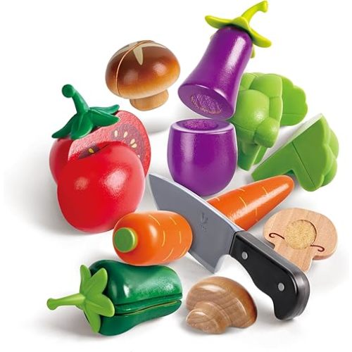 Hape Garden Vegetables | Wooden Cooking Accessories for Kids, Pretend Play Food, Assortment of Ingredients for Toddlers Ages 3+