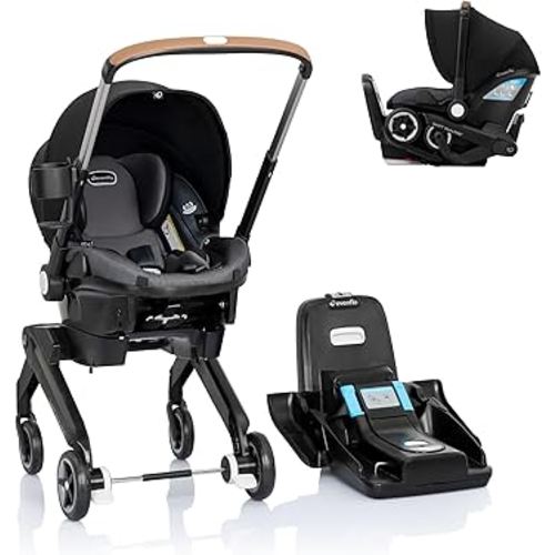 Evenflo Shyft DualRide Infant Car Seat Stroller Combo with Carryall Storage (Boone Gray)