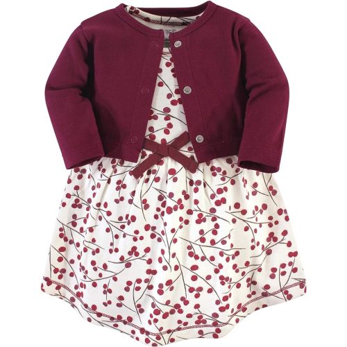 Touched by Nature Baby Girl Organic Cotton Dress and Cardigan - Berry Branch