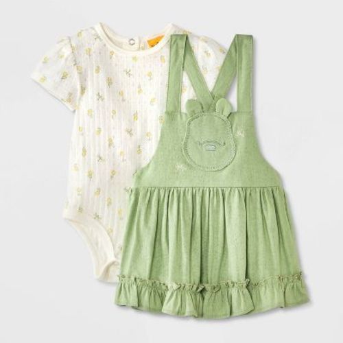 Baby Girls' 2pc Disney Winnie the Pooh Collection Bodysuit & Dress Set - Green 6-9M
