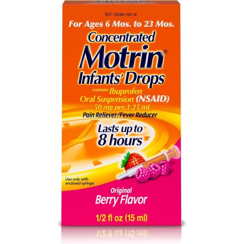 Motrin Infants Concentrated Drops, Fever Reducer, Ibuprofen, Berry Flavored, 0.5 Oz, 2 Pack