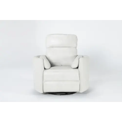 Rayna Ivory Leather Nursery Power Swivel Glider Recliner with Built-In Battery & USB | Rocker