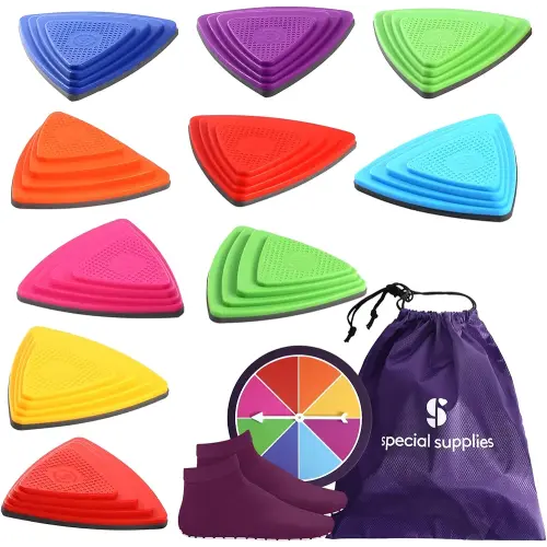 Special Supplies 10 Stepping Stones for Kids Indoor and Outdoor Balance Blocks Promote Coordination, Balance Strength Child Safe Rubber, Non-Slip Edging
