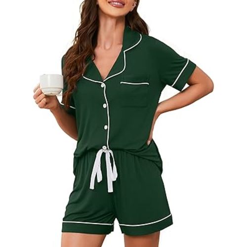 HNG Pajama Sets For Women 2 Piece PJ Sets Short Sleeve Lounge Set Fashion Sleepwear