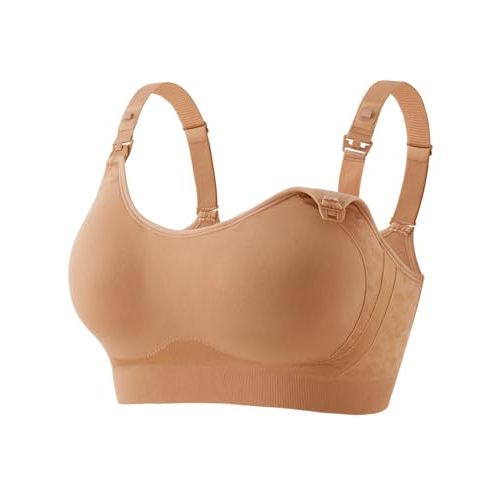 HOFISH Nursing Bras for Breastfeeding, TwinClips Wearable Pump Bra Fixed Pad, Adjustable Support Maternity Bra for Pregnancy