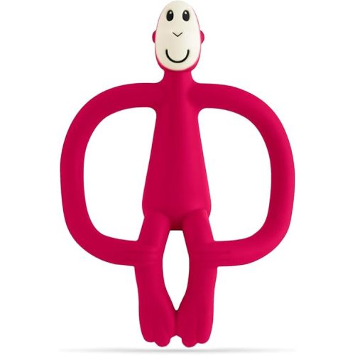 Matchstick Monkey Original Teether & Gel Applicator – Silicone Baby Teether, Easy-to-Grip, BPA-Free, Supports Self-Soothing & Early Brushing, 3 Months+, 4 Inches, Rubine Red