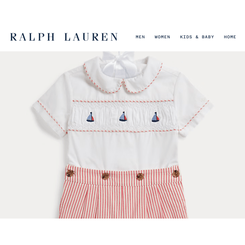 Ralph Lauren Smocked Cotton Shirt & Striped Short
