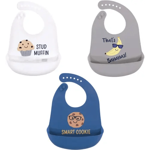 Hudson Baby Unisex Baby Silicone Bibs, Stud Muffin 3-Pack, One Size