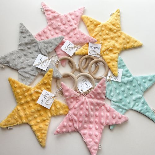 Crinkle Star, Baby Crinkle, Baby Star Gift, Ring Toy, Newborn Play, Tummy Time, Sensory Baby Toy, Wood Ring Toy, Baby Gift, Space Nursery