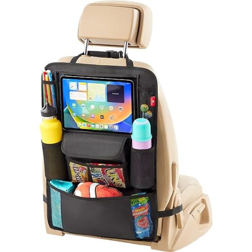 Helteko Car Seat Organizer, Ultra Version Kids Backseat Car Organizers and Storage, Waterproof Back Seat Protector Kick Mats with Tablet Holder 12 in, Car Accessories Interior and Travel Essentials.