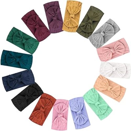 Prohouse 16PCS Baby Nylon Headbands Hairbands Hair Bow Elastics for Baby Girls Newborn Infant Toddlers Kids