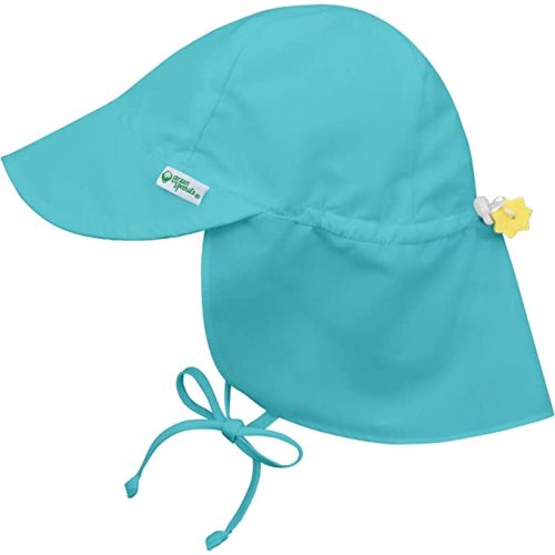 i play. by Green Sprouts Girls' Baby Solid Flap Sun Protection Hat UPF 50+ - 0-6 Months - Aqua