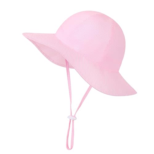 Baby Girl Sun Hat Infant Summer Beach Hats with UPF 50+ Toddler with Wide Brim Strap Outdoor Bucket Hat