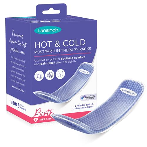 Lansinoh Hot and Cold Pads for Postpartum Essentials, Purple, 2 Count Postpartum Pads