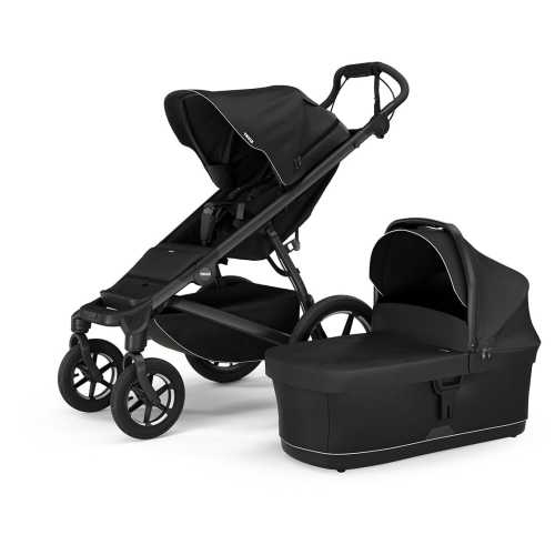 Thule Urban Glide 4-Wheel All-Terrain Stroller with NON-Magnetic Buckle + Bassinet Bundle - Black