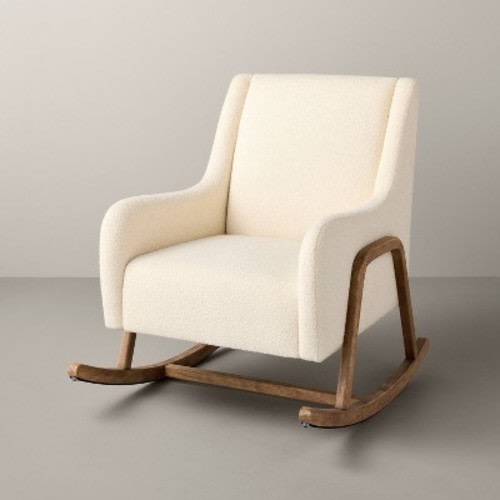 Boucle Upholstered Nursery Rocking Chair Oak/Cream - Hearth & Hand™ with Magnolia
