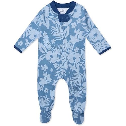 HonestBaby Sleep & Play Footed One-Piece Pajama Sleeper 100% Organic Cotton, Baby Boys