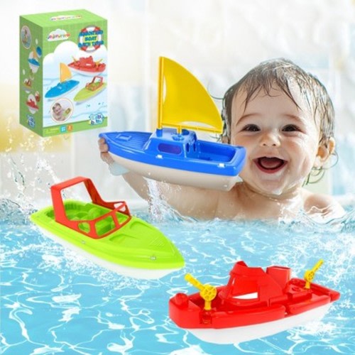 Fun Little Toys 3Pcs Boat Toy Set, Speed Boat, Sailing Boat & Aircraft Carrier, Bath & Pool Toys for Toddlers, Birthday Gift for Boys & Girls Ages 1-4