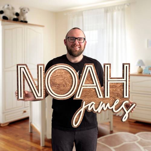 Large Name Sign for Nursery Boys Nursery Sign Custom Name Sign Layered Sign Wooden Name Sign Kids Room Decor Girls Nursery Decor