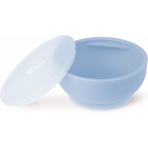 Olababy 100% Silicone Suction Bowl with Lid for Independent Feeding | First Stage Self Feeding Essential for Toddlers and Kids| Baby Led Weaning Snack Feeder | Food Container and Storage | (Blueberry)