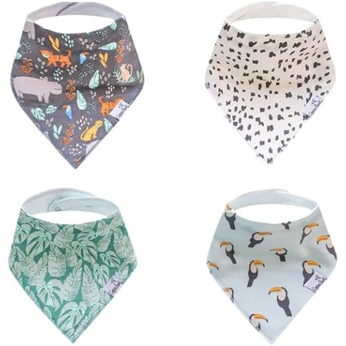 Copper Pearl Baby Bandana Bibs - 4 Pack Soft Cotton Bibs for Drooling & Teething, Absorbent, Adjustable Fit, Many Styles