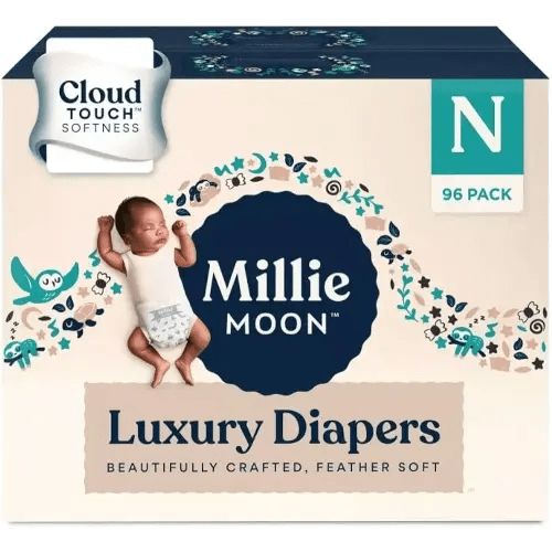 Millie Moon Luxury Disposable Diapers - Size N / 96 Count