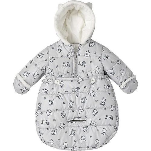 LONDON FOG Newborn Baby Girl and Boy Puffer Carbag Pram Snowsuit, Gray, 0/6 Months