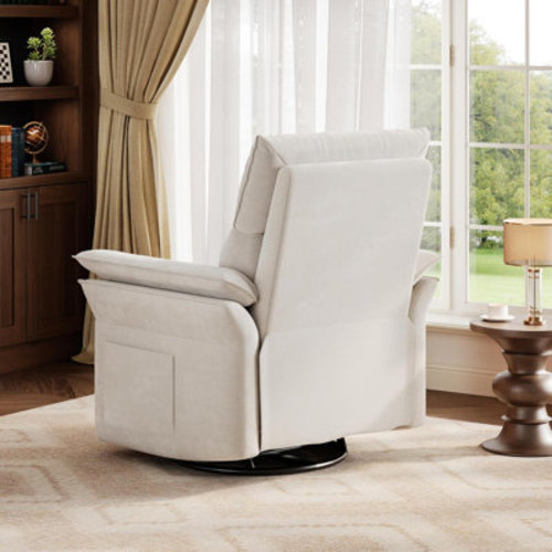 Latitude Run® Power Recliner 270° Swivel Rocking Glider with USB, Chenille Nursery Chair for Living Room | Wayfair