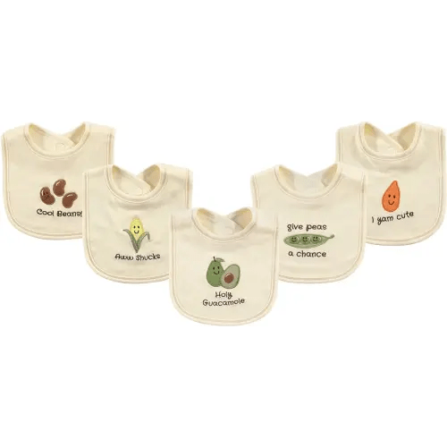 Touched by Nature Unisex Baby Organic Cotton Bibs, Guacamole, One Size
